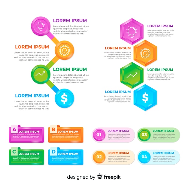 Colección plana elementos infografía con estadísticas