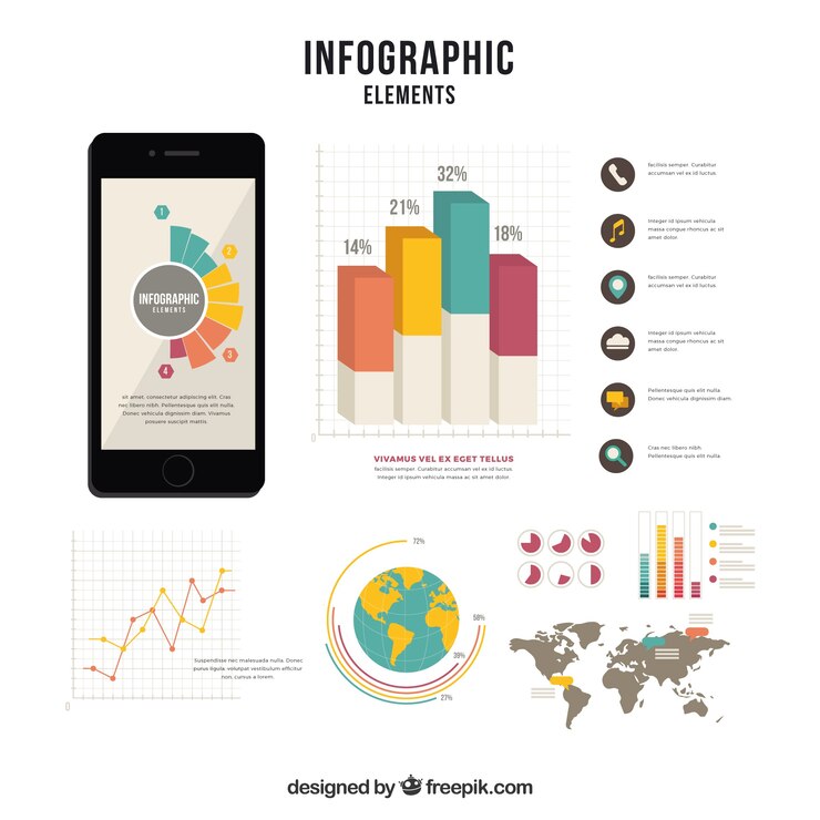 Vector gratuito colección plana de elementos infográficos útiles