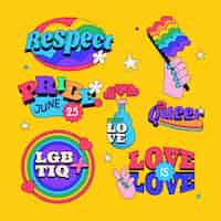 Vector gratuito colección plana de elementos del mes del orgullo lgbt