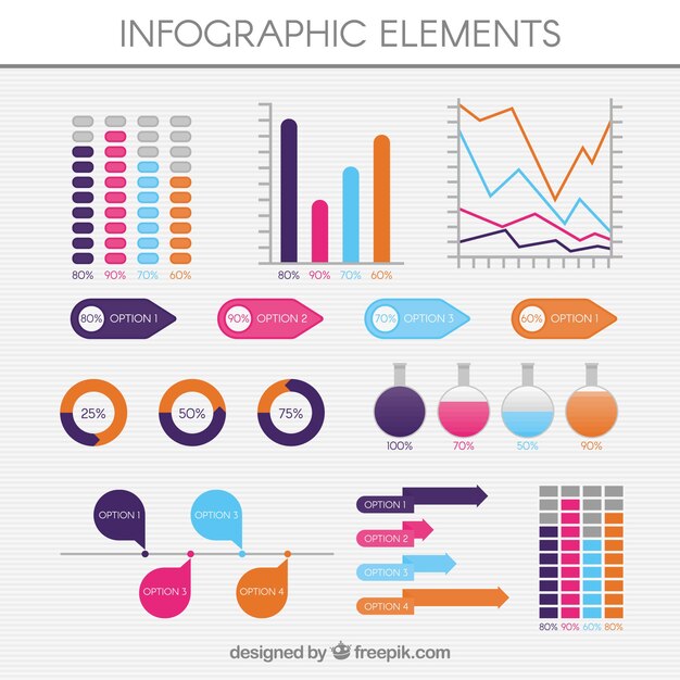 Colección plana de elementos útiles para infografías