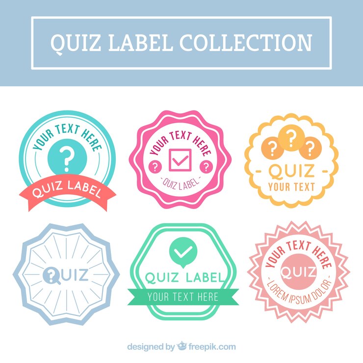 Vector gratuito colección plana de etiquetas de concurso con diferentes colores
