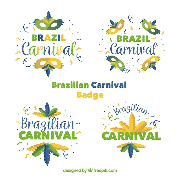 Vector gratuito colección plana de etiquetas/insignias de carnaval brasileño