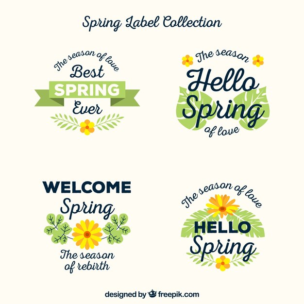 Colección plana de etiquetas/insignias de primavera 