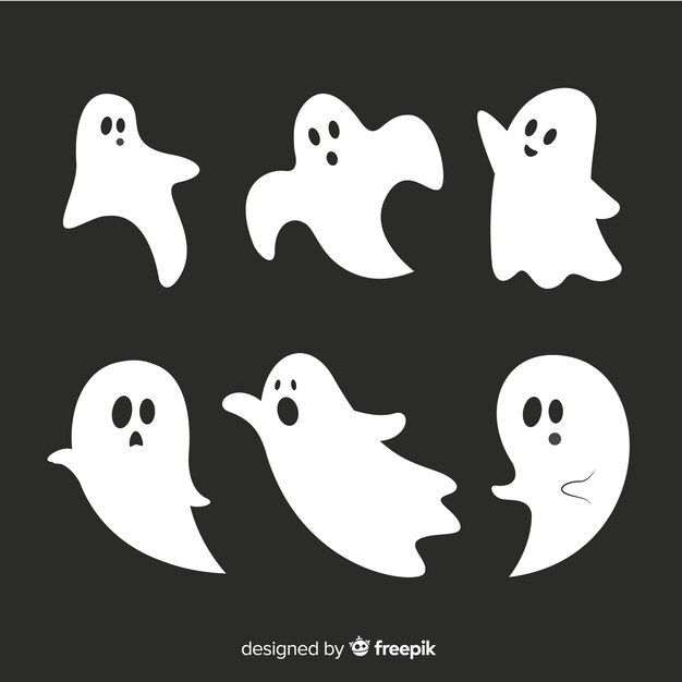 Colección plana de fantasmas animados de halloween