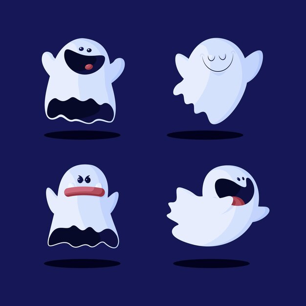 Colección plana fantasmas de halloween