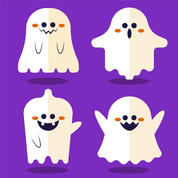 Colección plana fantasmas de halloween