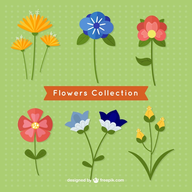 Vector gratuito colección plana de flores de primavera