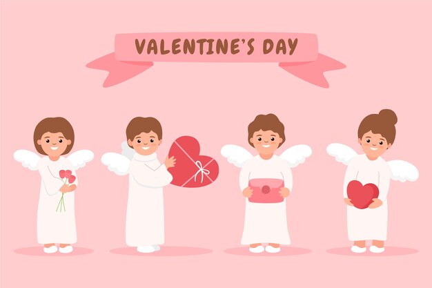 Colección plana de gnomos de san valentín