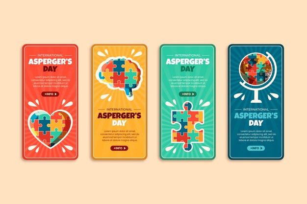 Colección plana de historias de instagram del día internacional de asperger