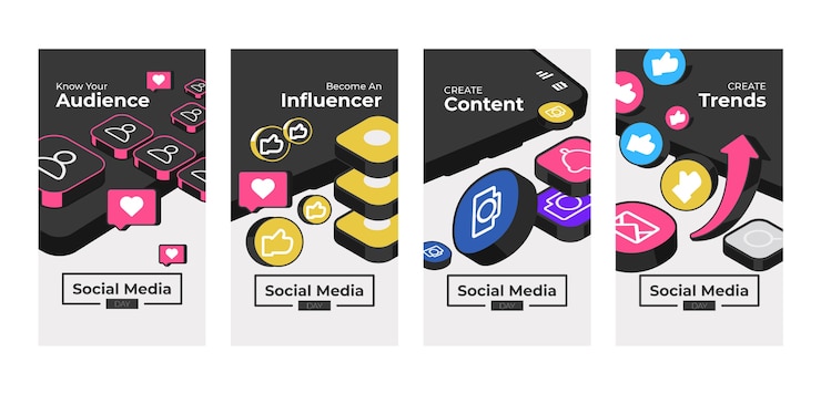 Vector gratuito colección plana de historias de instagram del día de las redes sociales
