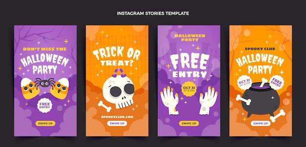 Colección plana de historias de instagram de halloween