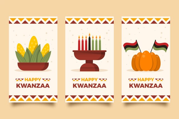 Colección plana de historias de instagram de kwanzaa