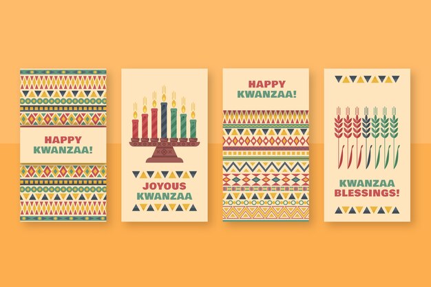Colección plana de historias de instagram de kwanzaa