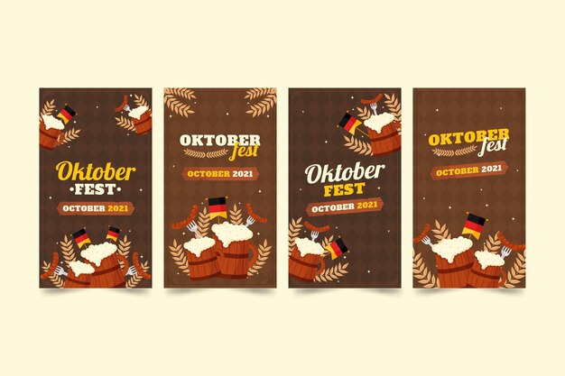 Colección plana de historias de instagram de oktoberfest