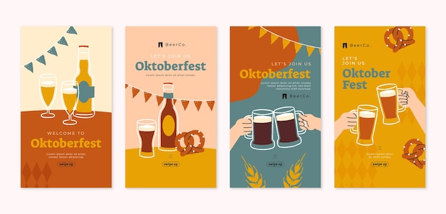 Colección plana de historias de instagram de oktoberfest