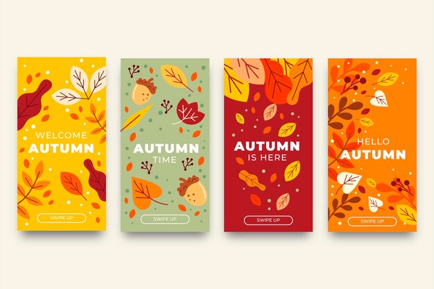 Colección plana de historias de instagram de otoño