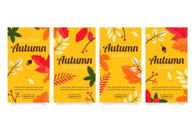 Colección plana de historias de instagram de otoño