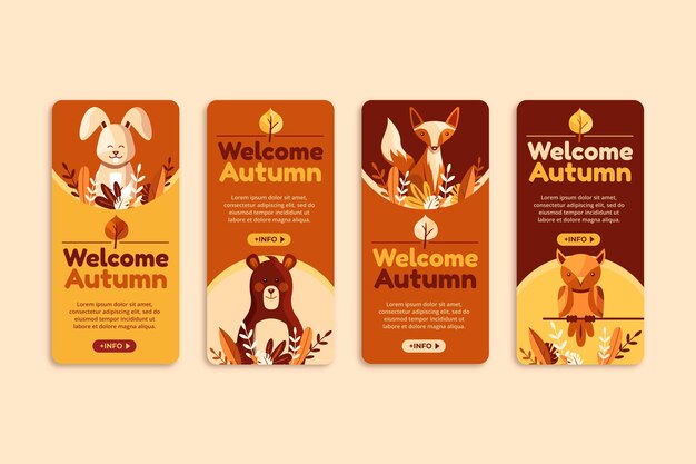 Colección plana de historias de instagram de otoño