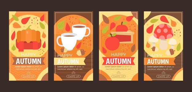 Colección plana de historias de instagram de otoño