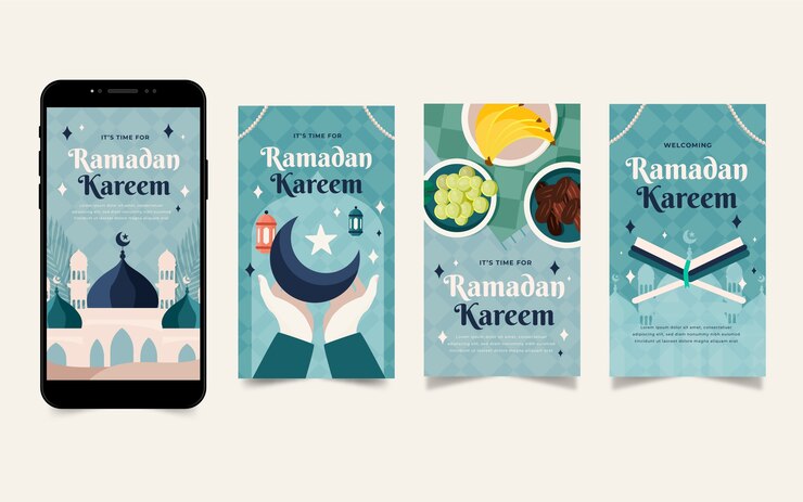 Vector gratuito colección plana de historias de instagram de ramadán