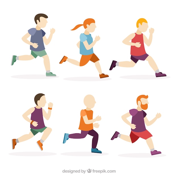 Colección plana de hombre corriendo