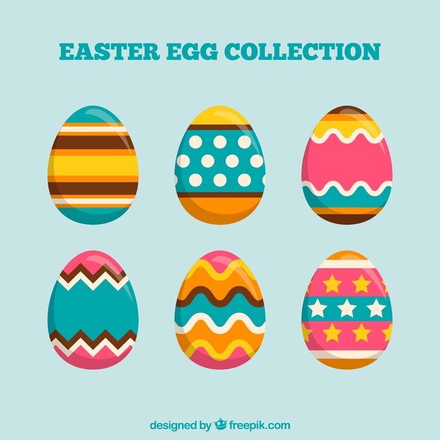 Colección plana de huevos de pascua