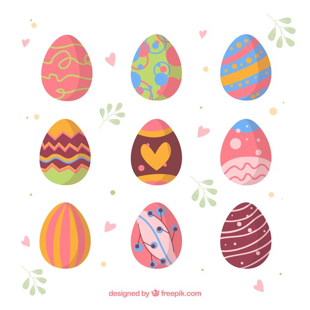 Colección plana de huevos de pascua