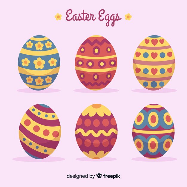 Colección plana de huevos de pascua