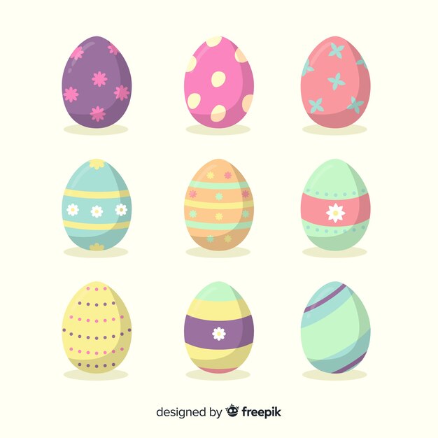 Colección plana de huevos de pascua