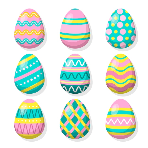 Colección plana de huevos de pascua