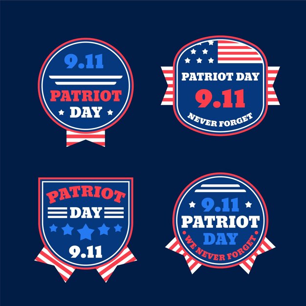 Colección plana de insignias del día del patriota 9.11