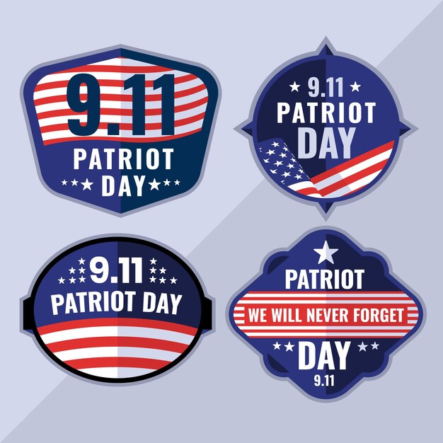 Colección plana de insignias del día del patriota 9.11