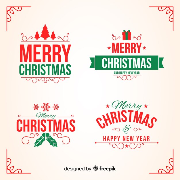 Colección plana de insignias de navidad