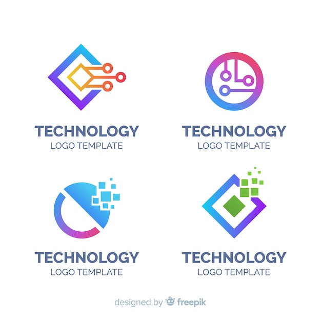 Colección plana logos tecnología