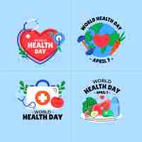 Vector gratuito colección plana de logotipos del día mundial de la salud.