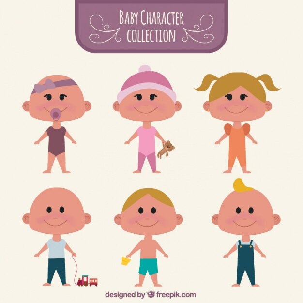 Colección plana de niños sonrientes