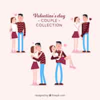 Vector gratuito colección plana de parejas del día de san valentín