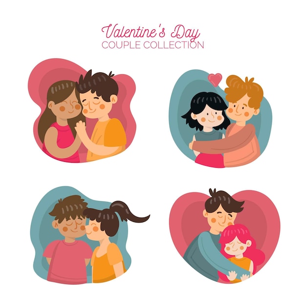 Vector gratuito colección plana de parejas de san valentín