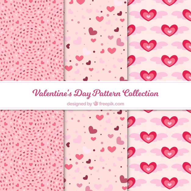 Colección plana de patrones del día de san valentín