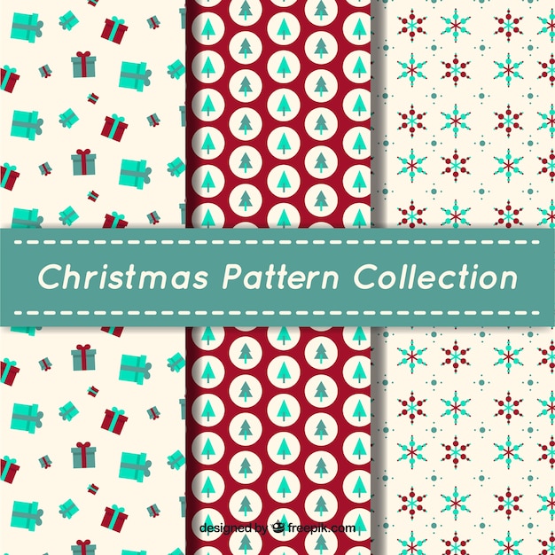 Colección plana de patrones de navidad