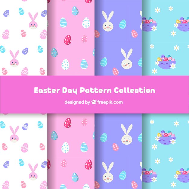 Colección plana de patrones de pascua