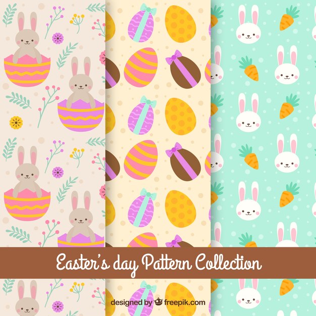 Colección plana de patrones de pascua