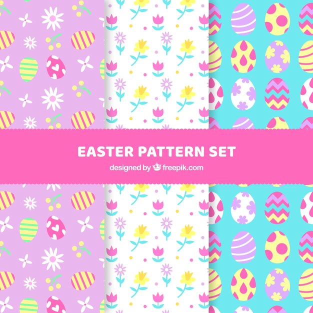 Colección plana de patrones de pascua