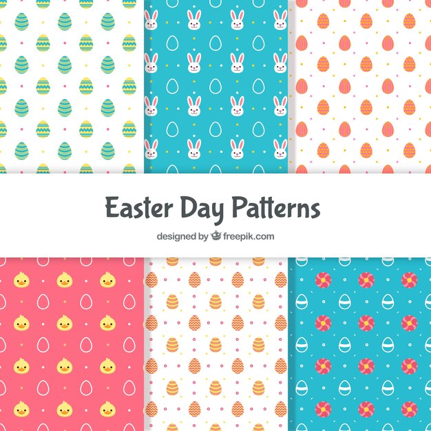 Colección plana de patrones de pascua