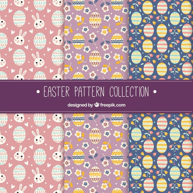 Colección plana de patrones de pascua
