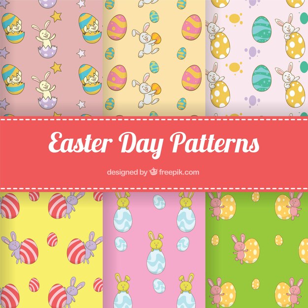 Colección plana de patrones de pascua