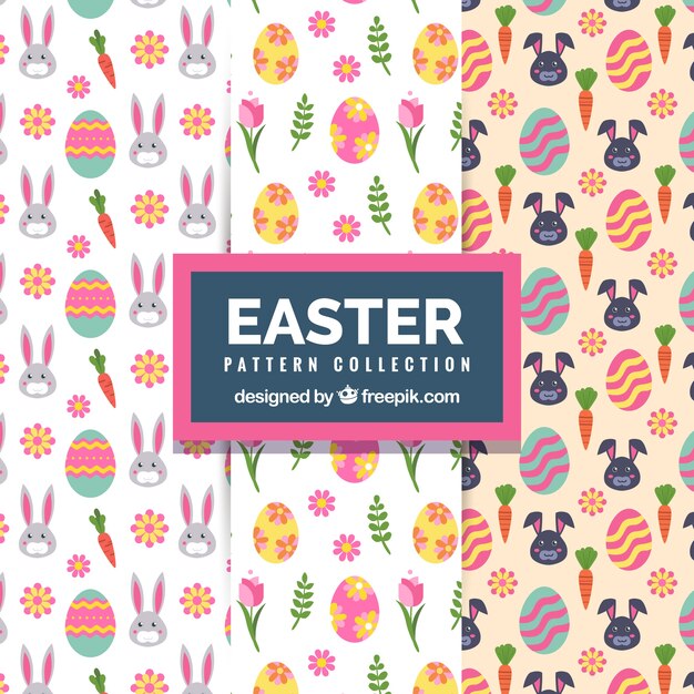 Colección plana de patrones de pascua