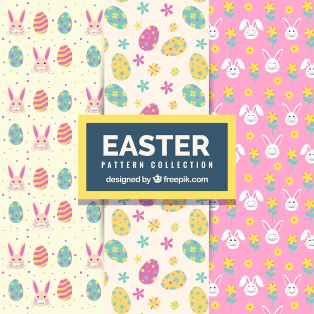 Colección plana de patrones de pascua