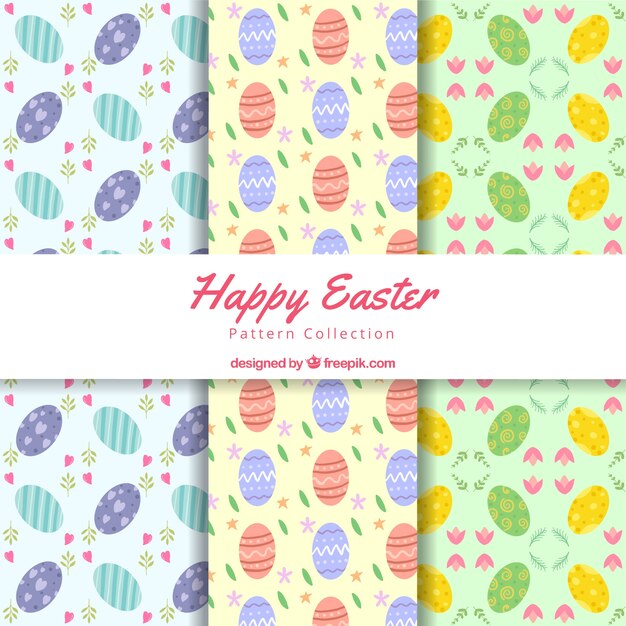 Colección plana de patrones de pascua