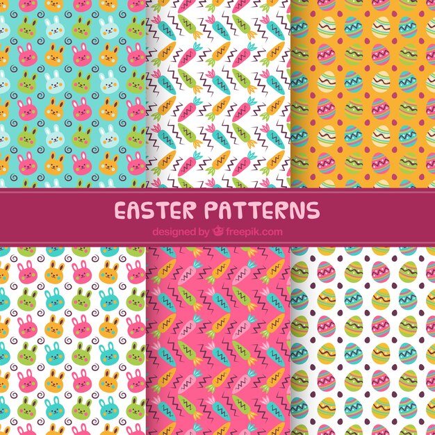 Colección plana de patrones de pascua